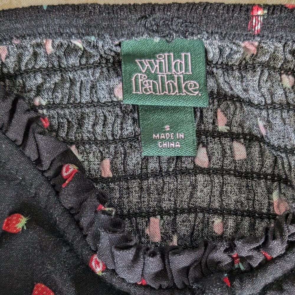 NWOT Wild Fable Black Strawberry Print Mini Dress - Picture 3 of 7